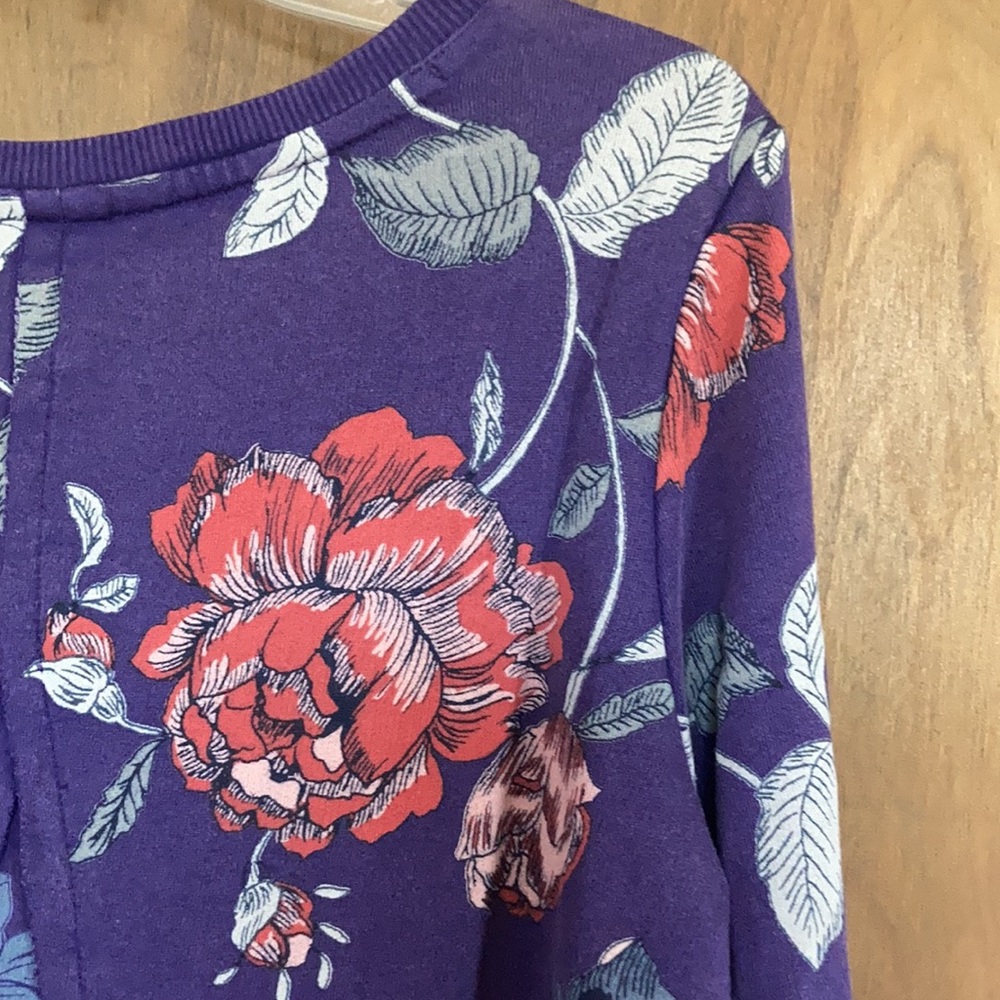 Coldwater Creek floral print top pullover seaming design on back casual S - Picture 10 of 17